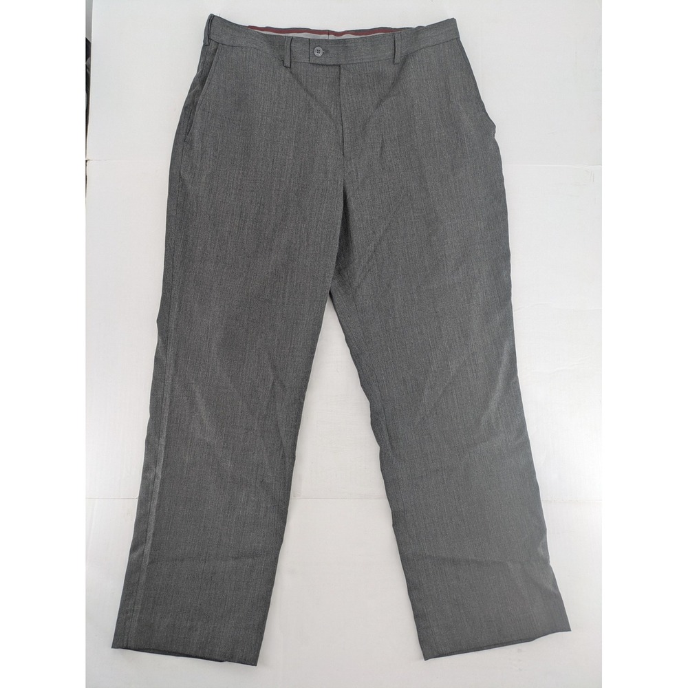 Louis Raphael Rosso Dress Pants Mens 36x30 Gray Wool Blend Flat Front Extension